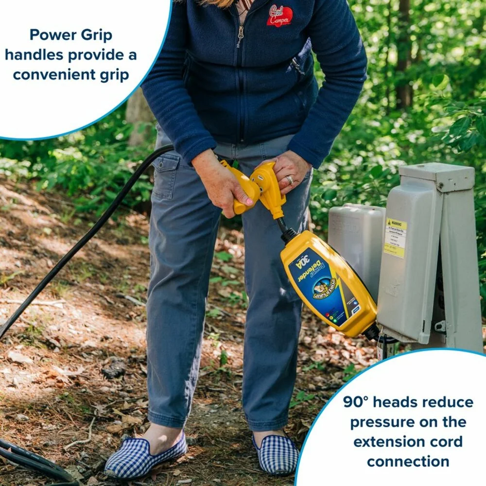 Camco PowerGrip 50-Ft 30-Amp Camper/RV Extension Cord | Standard 30-Amp Male and 30-Female Connectors | Crafted of 10-Gauge Copper Wires w/Heat Resilient PVC Coating | Rated for 125V/3750W (55197)