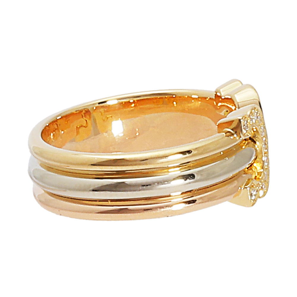 Cartier C Do Double Diamond Ring Tri-Gold