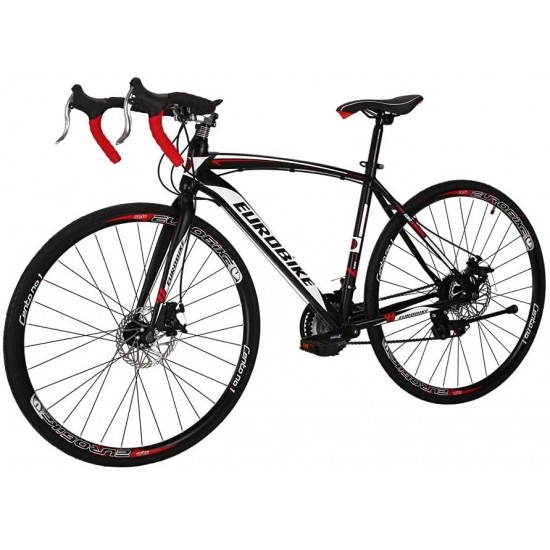 XC550 700C Road Bike Steel Frame Mechanical Dual Disc Brake 21 Speed Gear System Adult Road Bicycle BlackRed