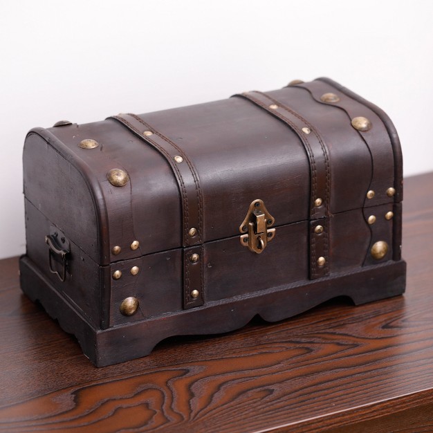 Vintiquewise Small Pirate Style Wooden Treasure Chest