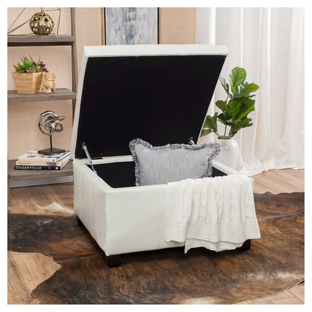 Cortez Faux Leather Storage Ottoman Christopher Knight Home