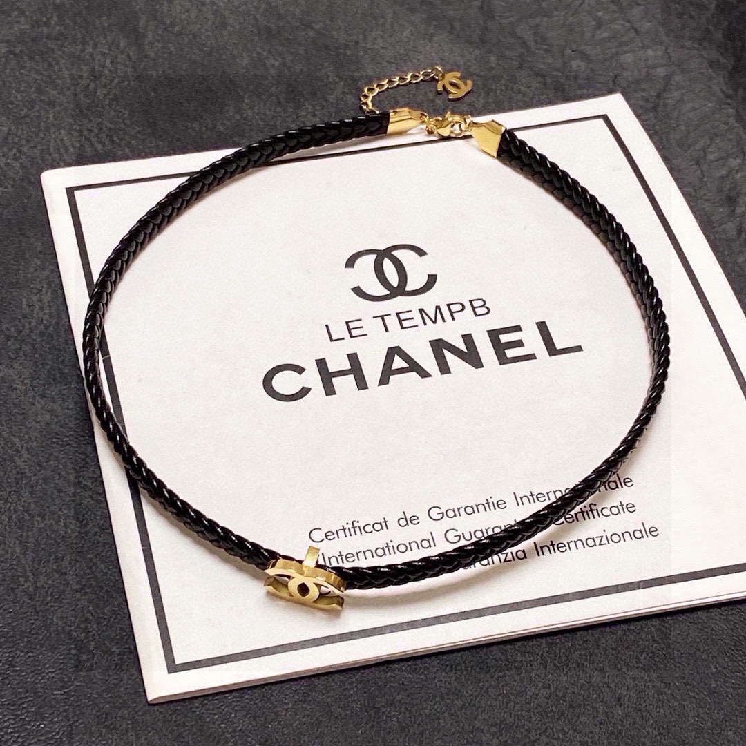 Chanel Double C Leather Collarbone Necklace - cnluxepick