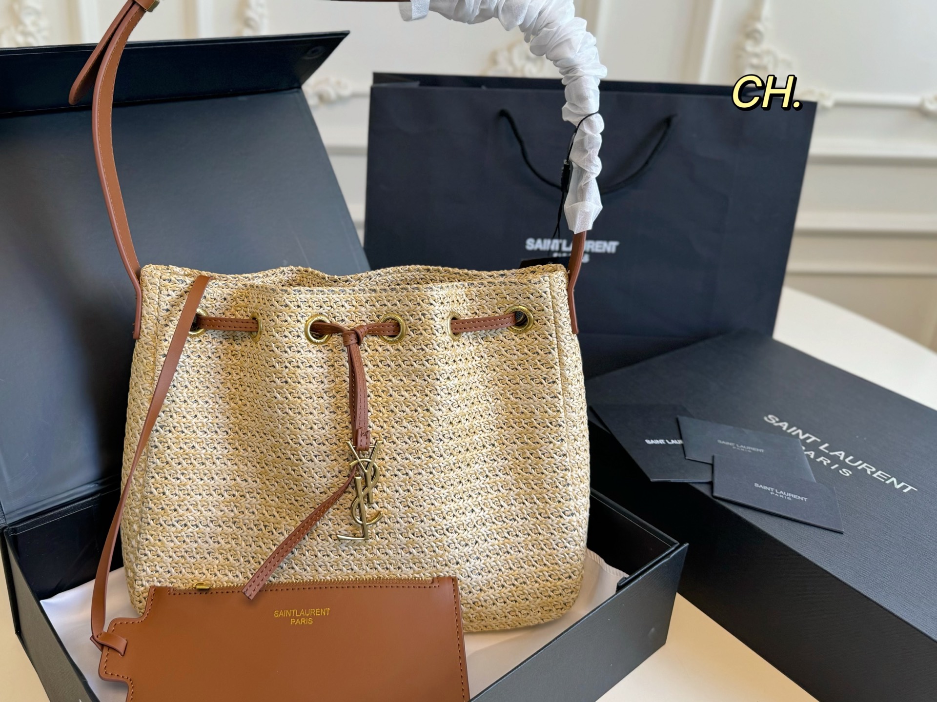 YSL straw woven summer mother's armpit bag - cnluxepick