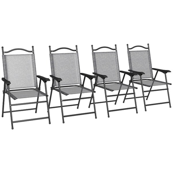 Outsunny Folding Patio Chairs,Set of 4 Camping Chairs with Armrests