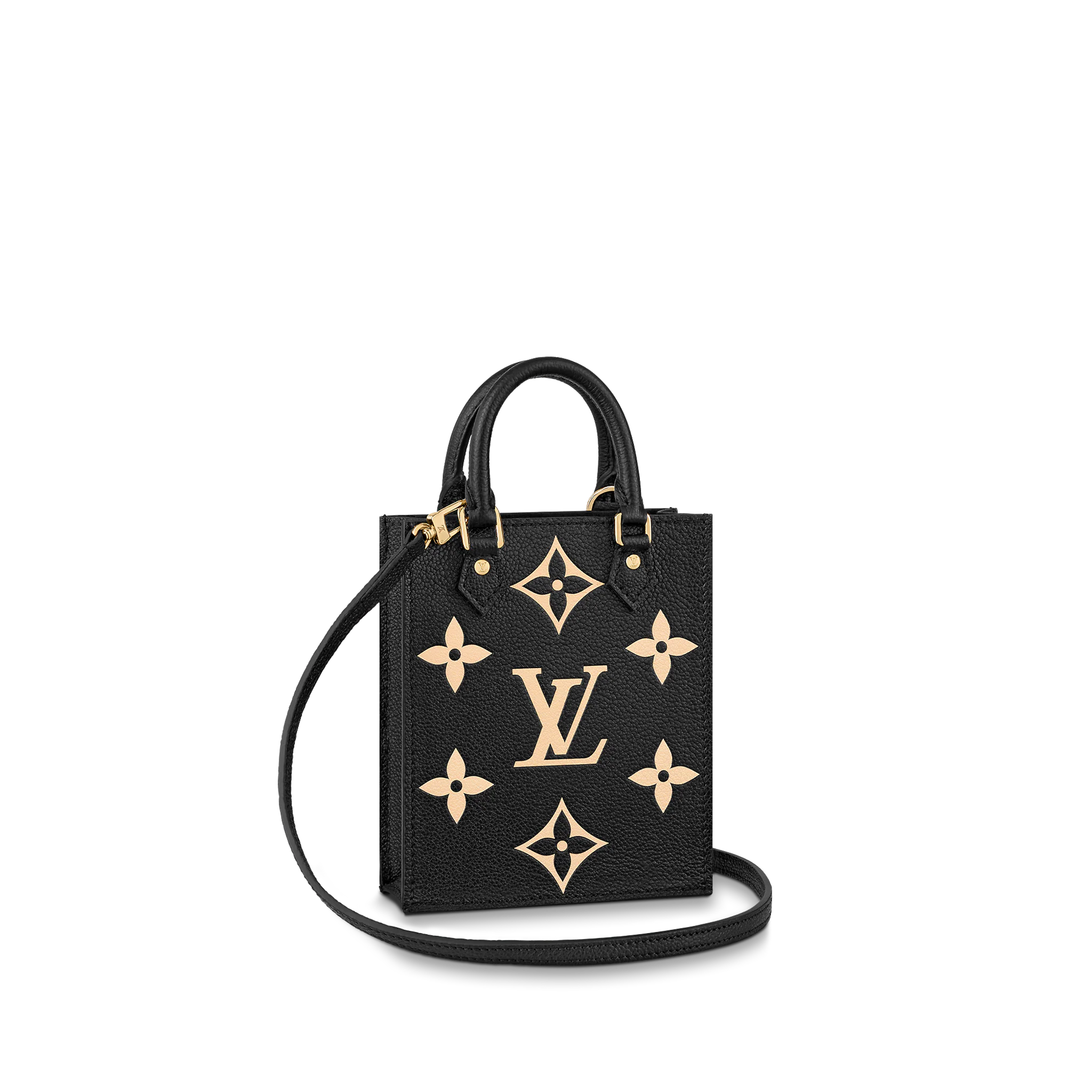 Louis Vuitton Petit Sac Plat 17Cm Black And Beige