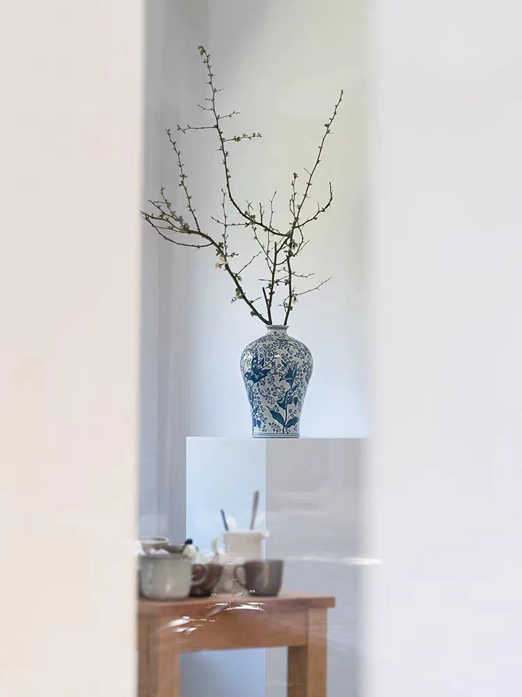 DC228 - Blue and White Lily of the Valley / Di@r Maison Light Blue Porcelain Vase New Chinese Style Porcelain Entrance Decoration with Good Implications