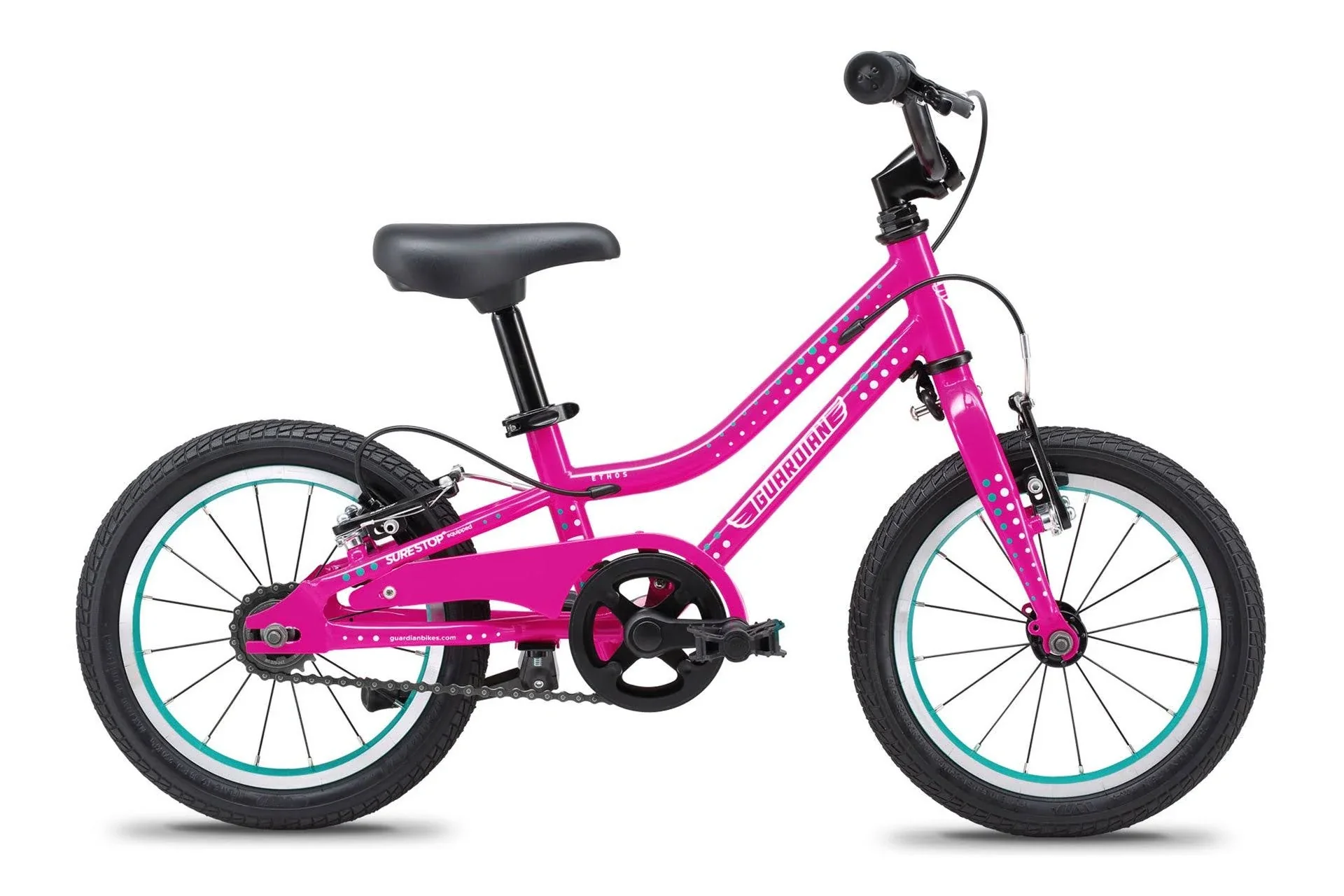 Guardian Bikes - 14 inch Kids Bike for Ages 3-5 - Pink/Aqua