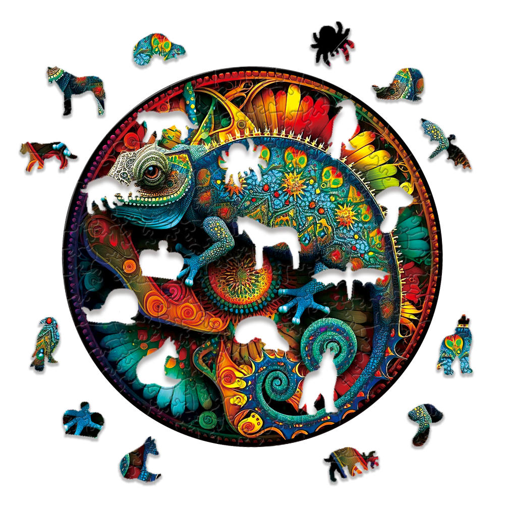 Animal Wooden Puzzle-Lovely Chameleon