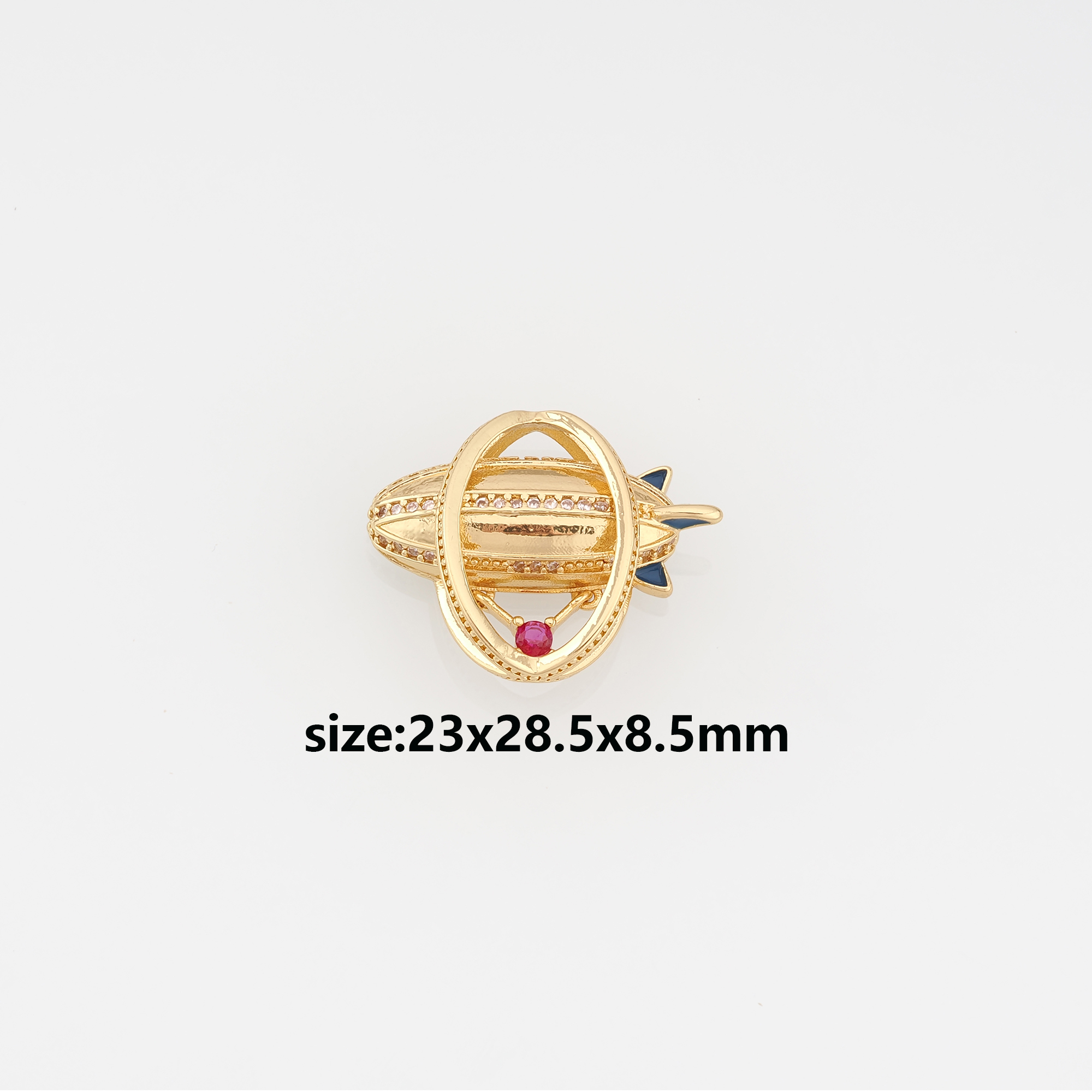 18K Gold Filled Airship Pendant,CZ Micro Pave Airship Charm Earrings Necklace for DIY Jewelry Making Supply