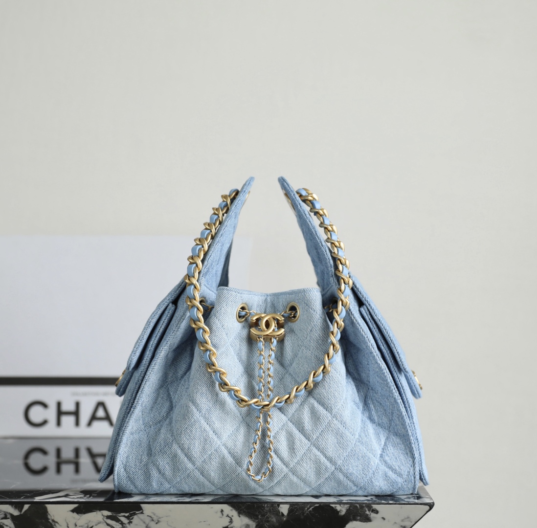 Chanel 25 Small Handbag Crossbody Bag Blue 30cm