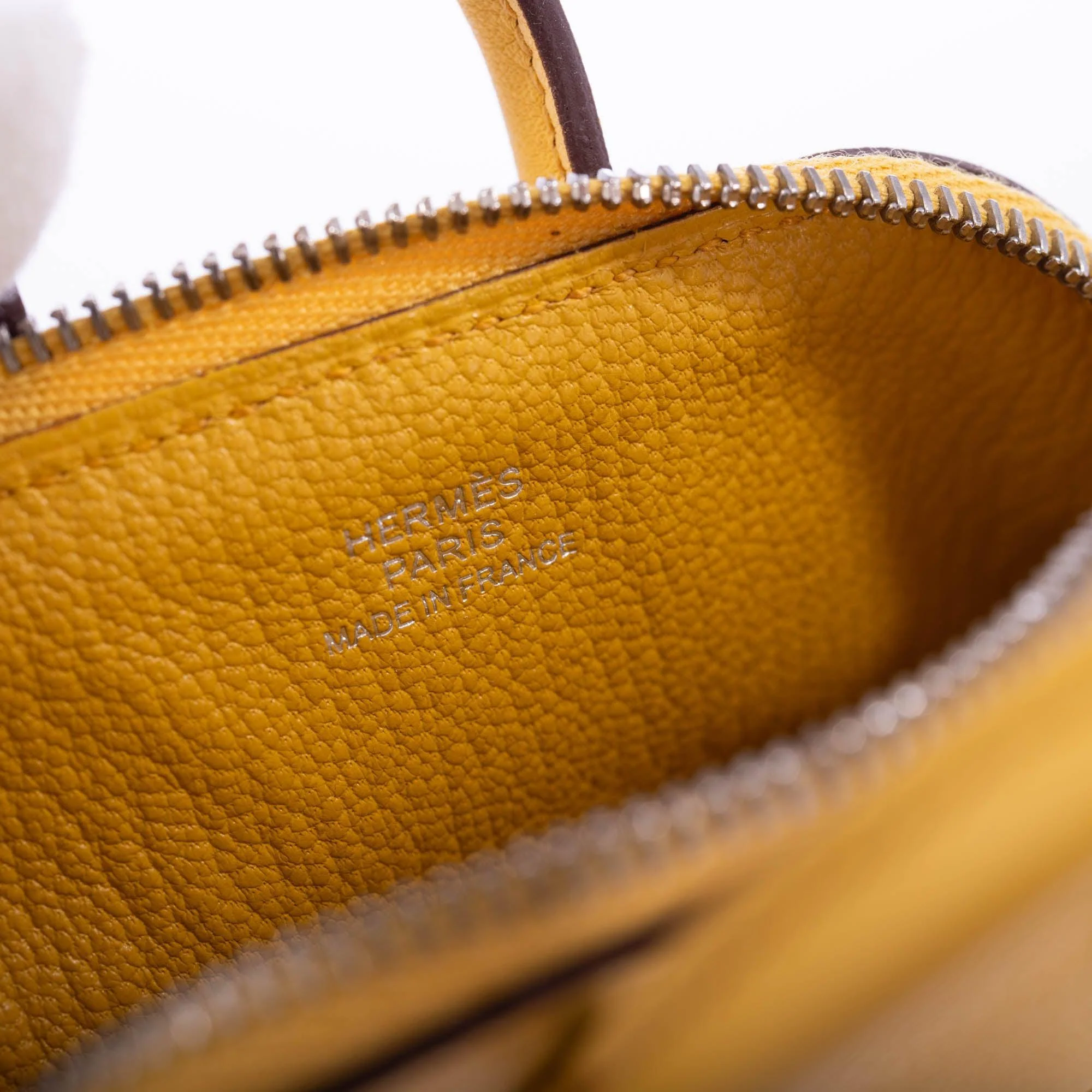 Hermès Micro Bolide Shark Bag Charm Sun Swift Palladium Hardware