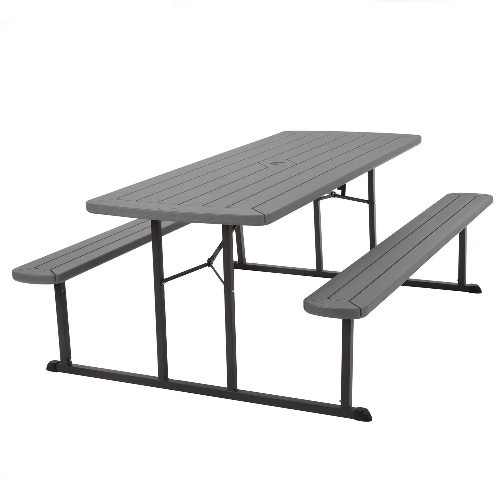 Cosco Outdoor Intellifit 6 ft. Folding Blow Mold Picnic Table Wood Grain