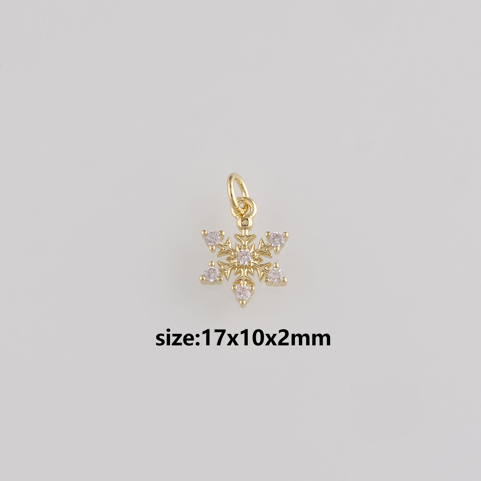 18K Gold Filled Snowflake Pendant,CZ Micro Pave Christmas Snowflake Charm Earrings Necklace for DIY Jewelry Making Supply