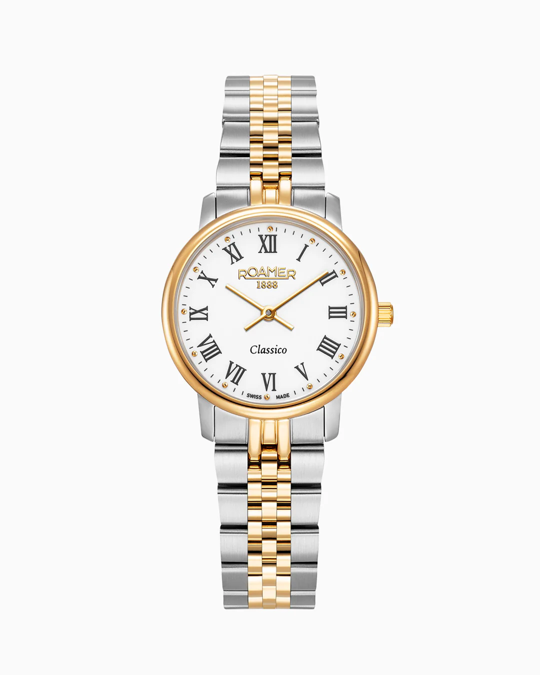 Classico Ladies 30mm Quartz Two-Hand White Dial  Gold-Silver Tone Bracelet Sapphire glass Stainless Steel swiss watch