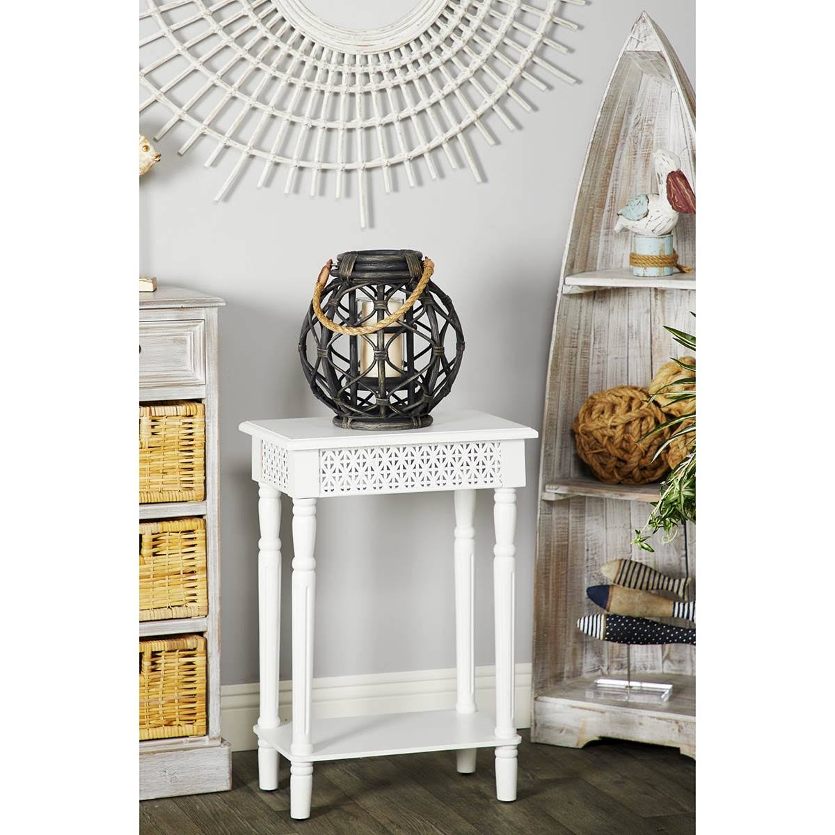 Black Woven Rattan Candle Lantern