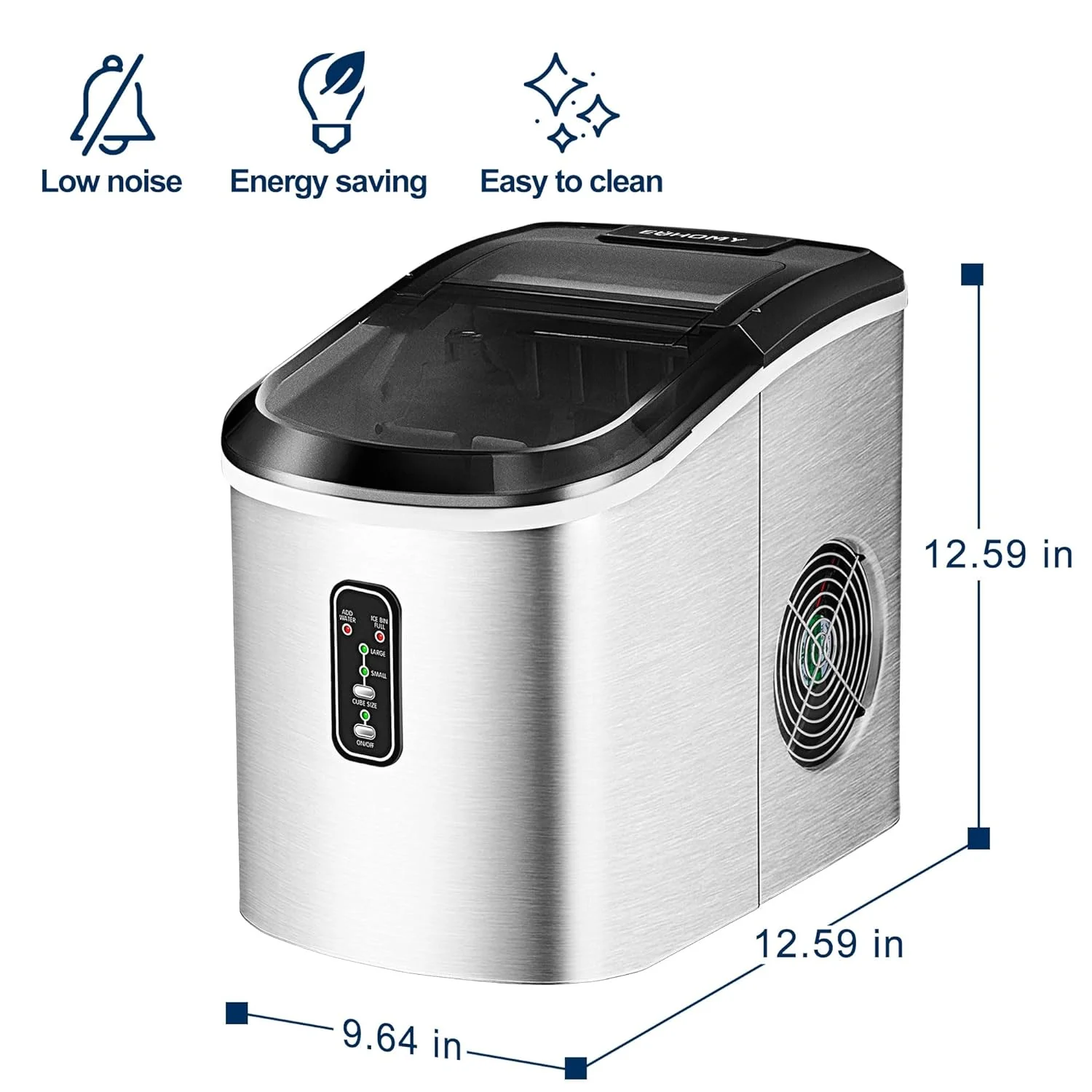 15'' Bullet Quiet Easy to Clean Ice Maker Machine