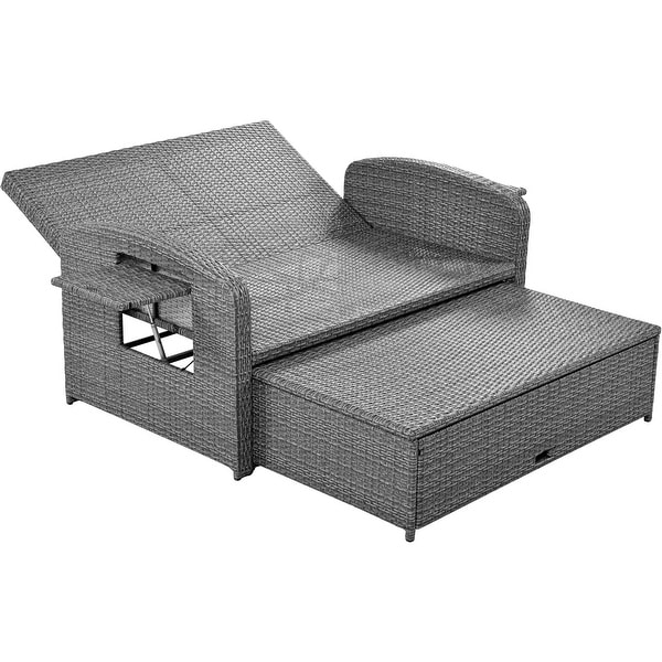 PE Wicker Rattan Reclining Sofa Chair