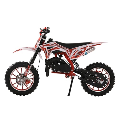 49cc Kids Dirt Bike, Mini Dirt Bike Gas Powered Off-Road Trail Bike, 2-Stroke Mini Motorcycle for Kids and Adults with Front and Rear Disc Brakes, Max Speed 40KM/H (Blue Red)