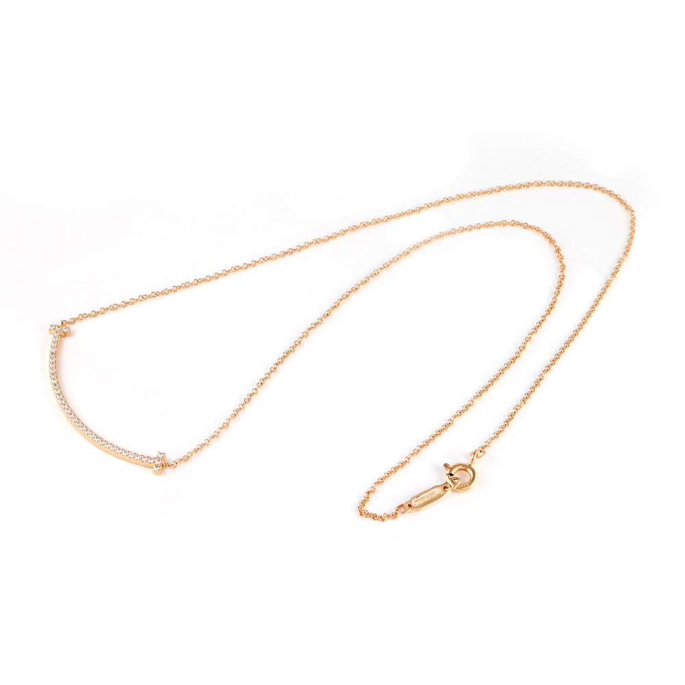 Tiffany & Co. Tiffany T Smile Necklace 18K Rose Gold Diamond 63058815
