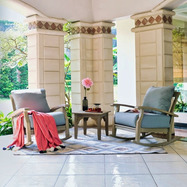 Leon 3piece Teak Patio Chat Set with Cushion by Havenside Home