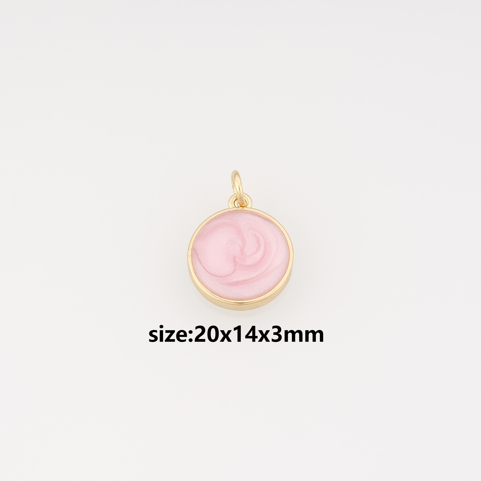 18K Gold Filled Round Pendant,Enamel Round Charm Earrings Necklace for DIY Jewelry Making Supply