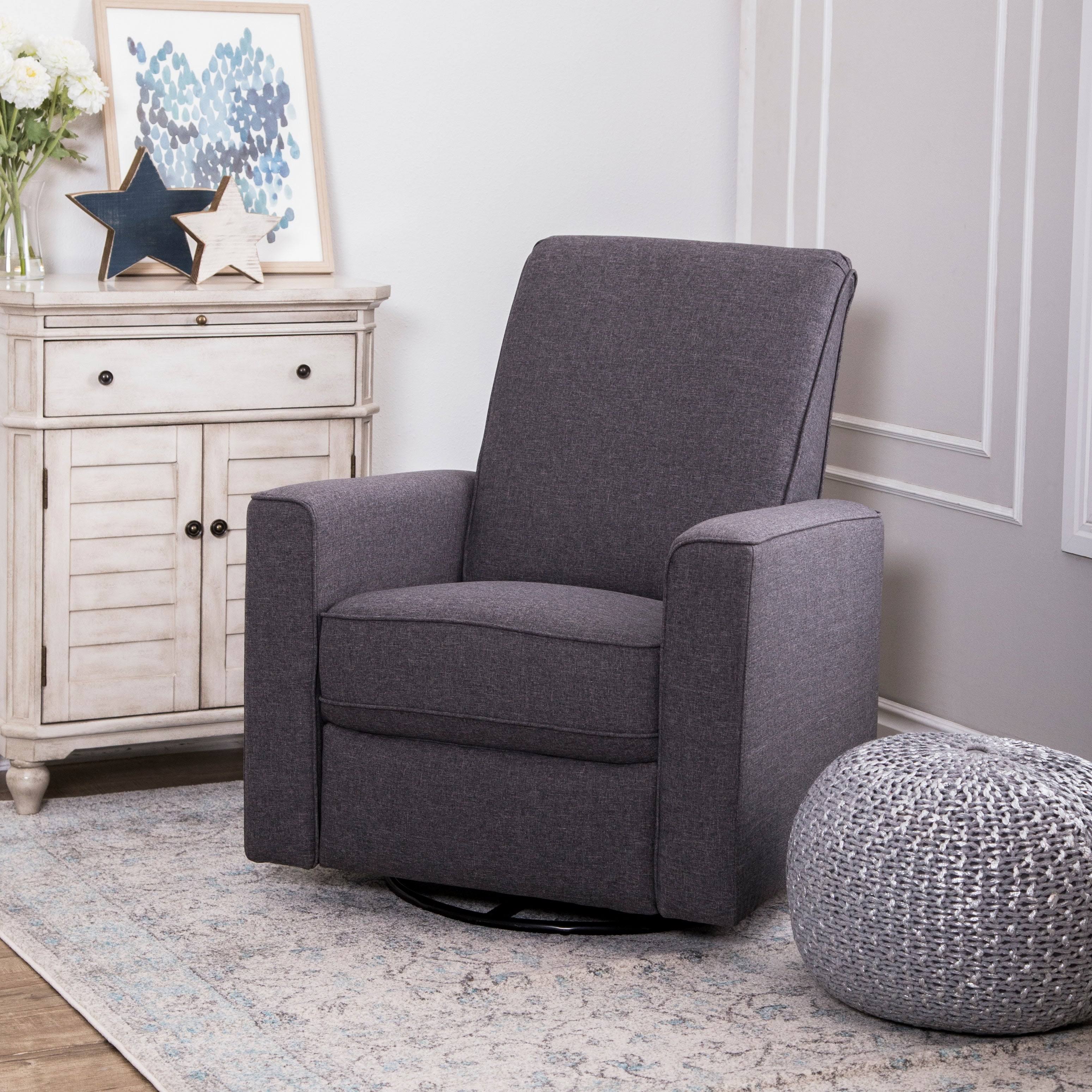 Abbyson Living Emma Nursery Swivel Glider Recliner in Grey