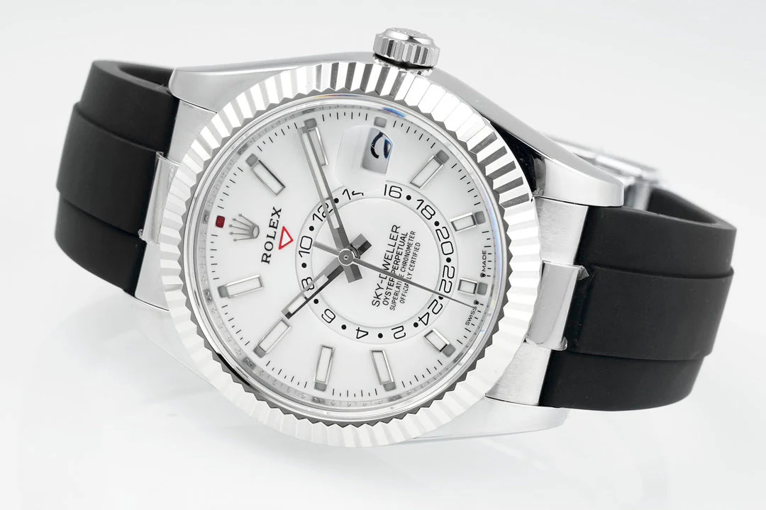 Rolex Sky-Dweller 42mm Stainless Steel Case White Dial Rubber Strap
