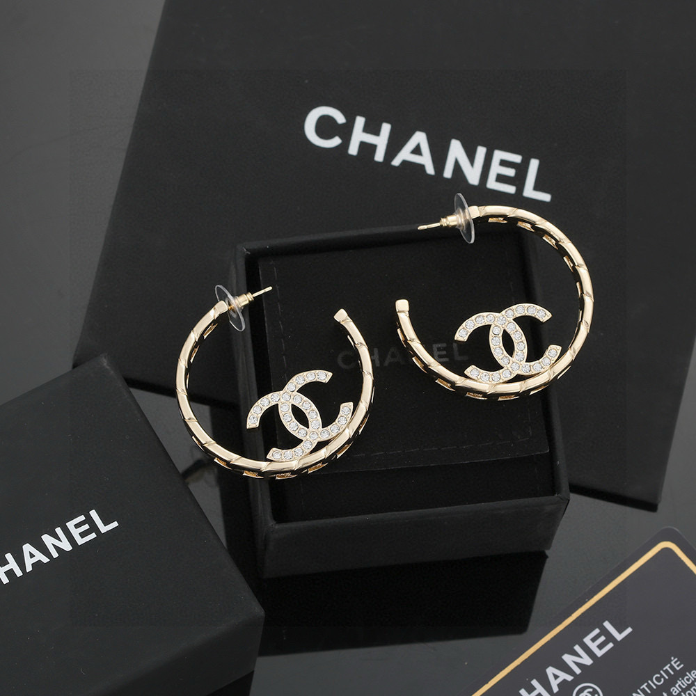 Chanel Light Gold Hoop Earrings - cnluxepick