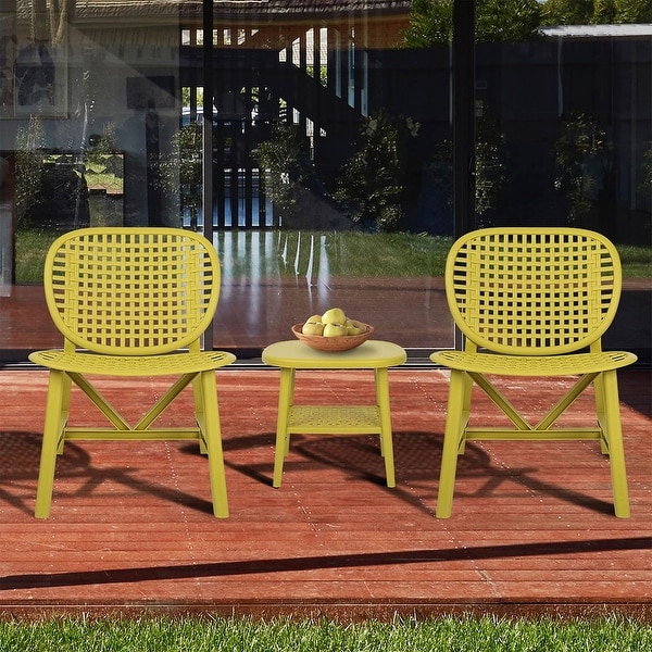 3Piece Hollow Design Patio Table Chair Set,Outdoor Bistro Set