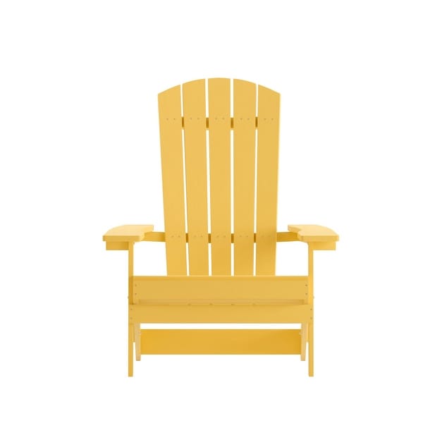 Set of 2 AllWeather Modern Wide Slat Back Poly Resin Adirondack Chairs
