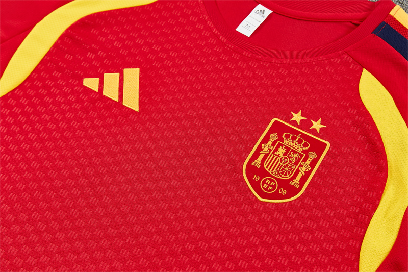 Spain Short Sleeves Training Suit Red-Two Stars 4