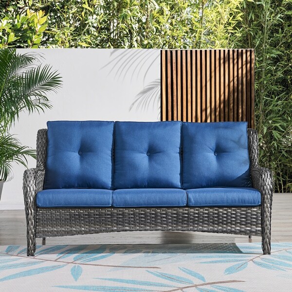 Pocassy Patio Outdoor 3Seat Sofa with Cushion
