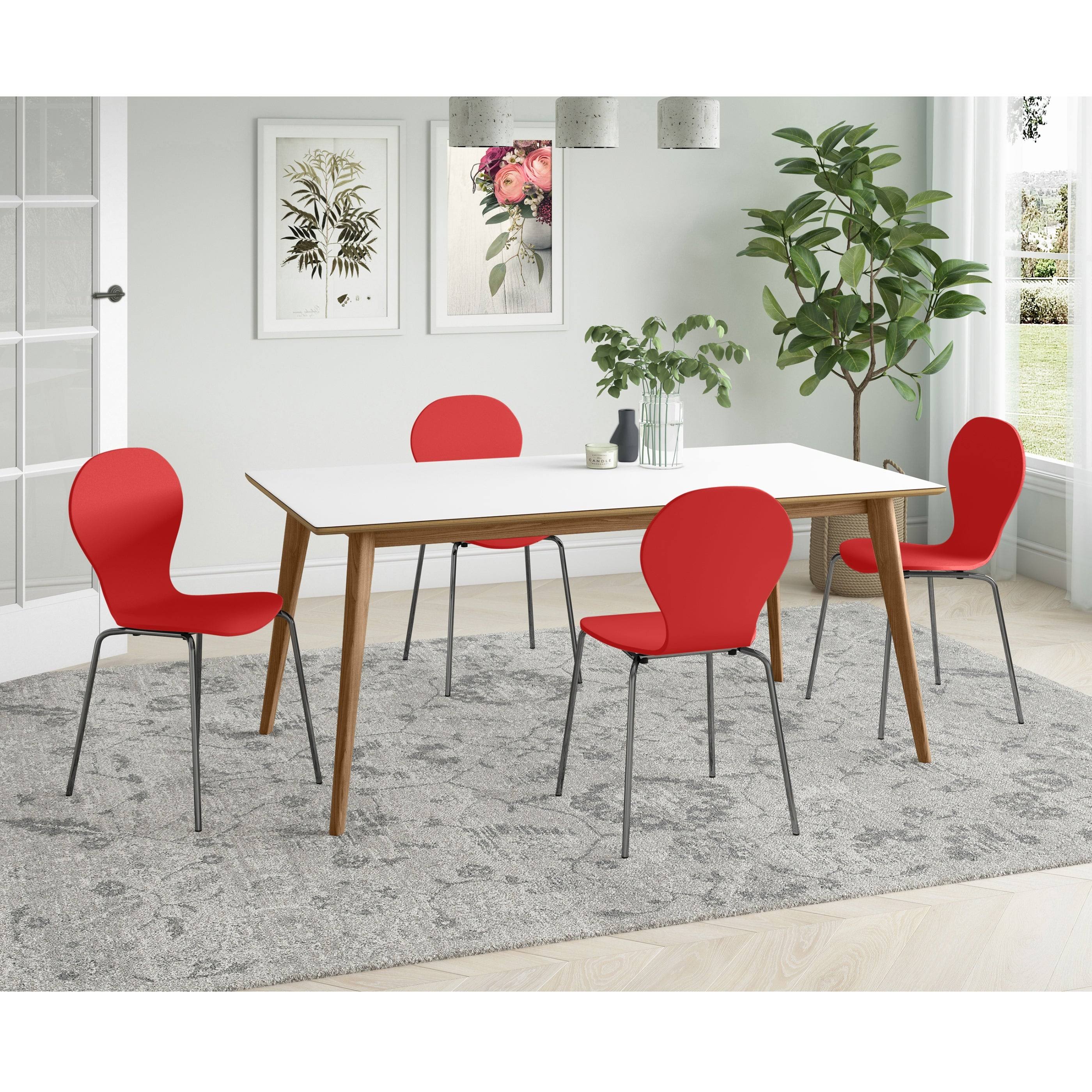 Carson Carrington Flinn Mid Century Modern Armless Dining Chair (Set of 4) - Blue