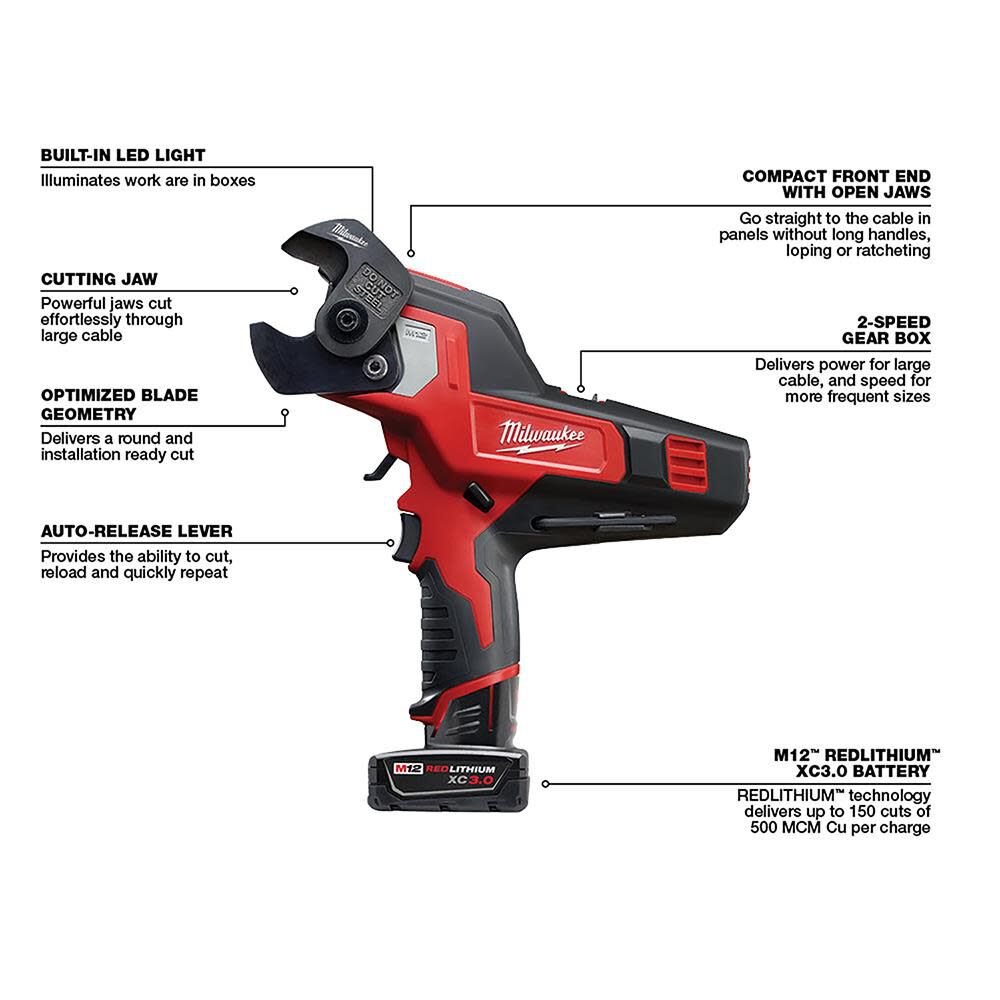 Milwaukee M12 600 MCM Cable Cutter 2472-20