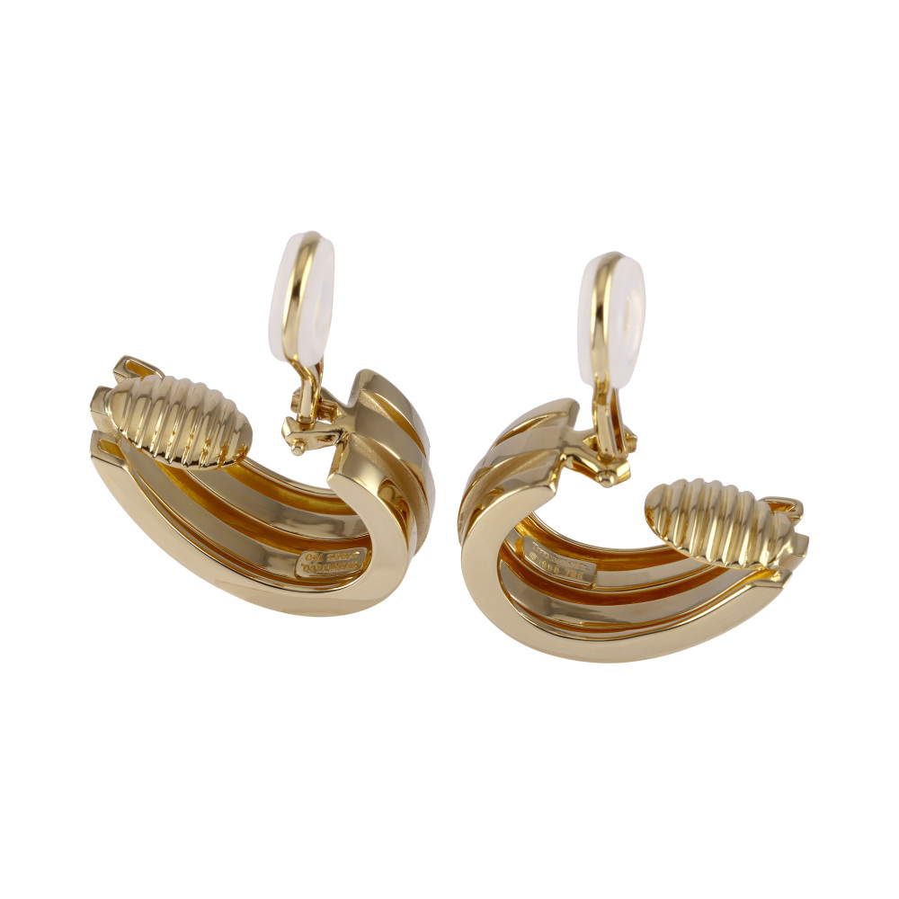 Tiffany & Co. Grooved Earrings 18K Yellow Gold