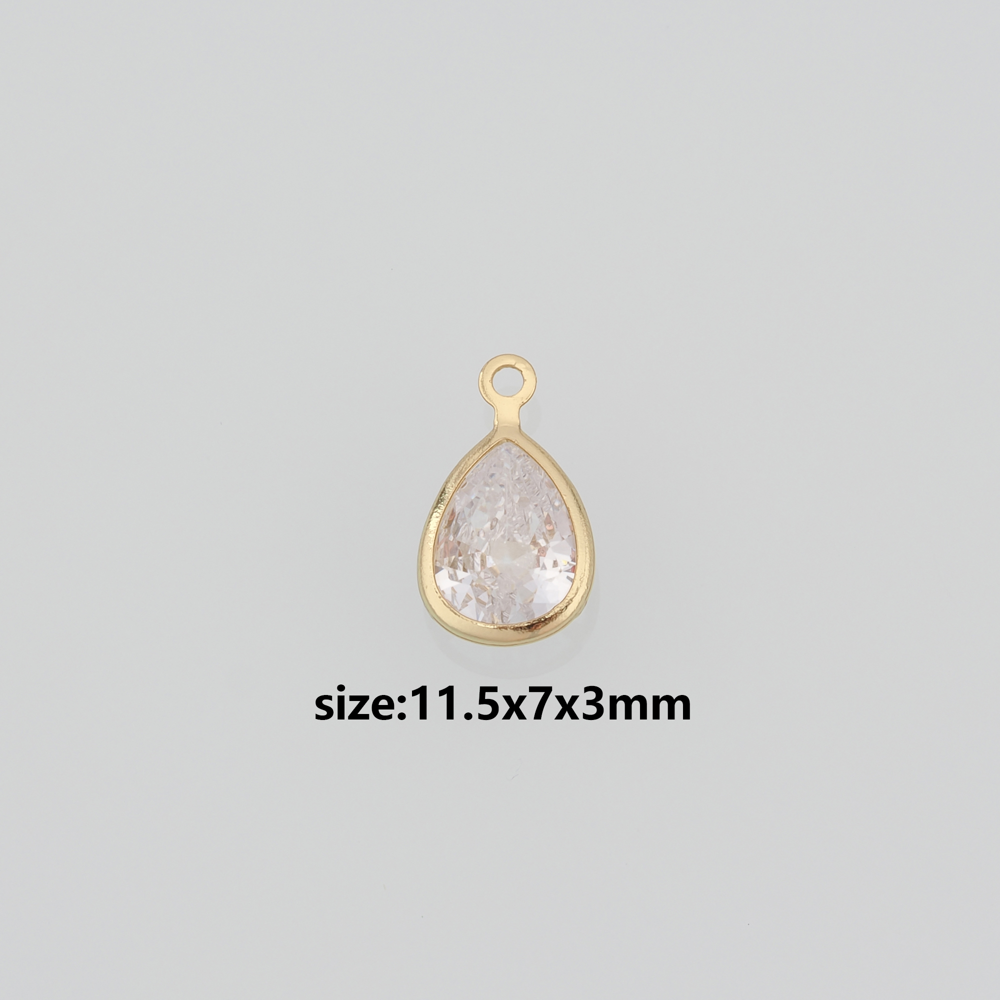 18K Gold Filled Teardrop Pendant,Crystal Teardrop Charm Earrings Necklace for DIY Jewelry Making Supply