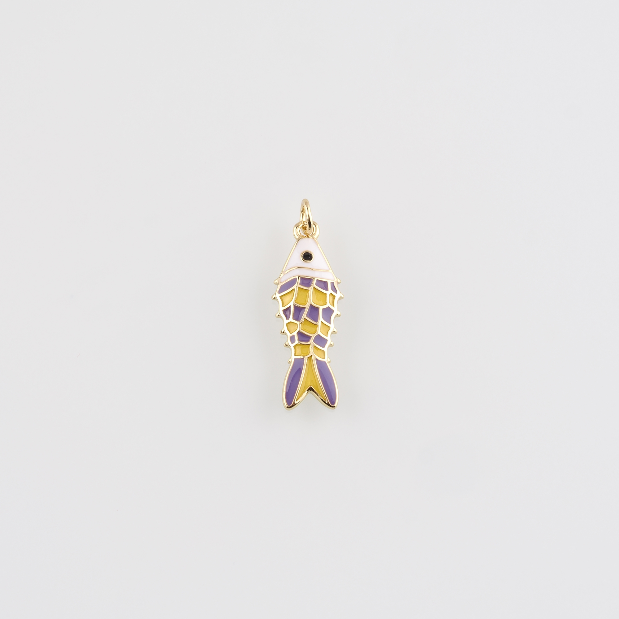 18K Gold Filled Fish Pendant,Enamel Fish Charm Earrings Necklace for DIY Jewelry Making Supply