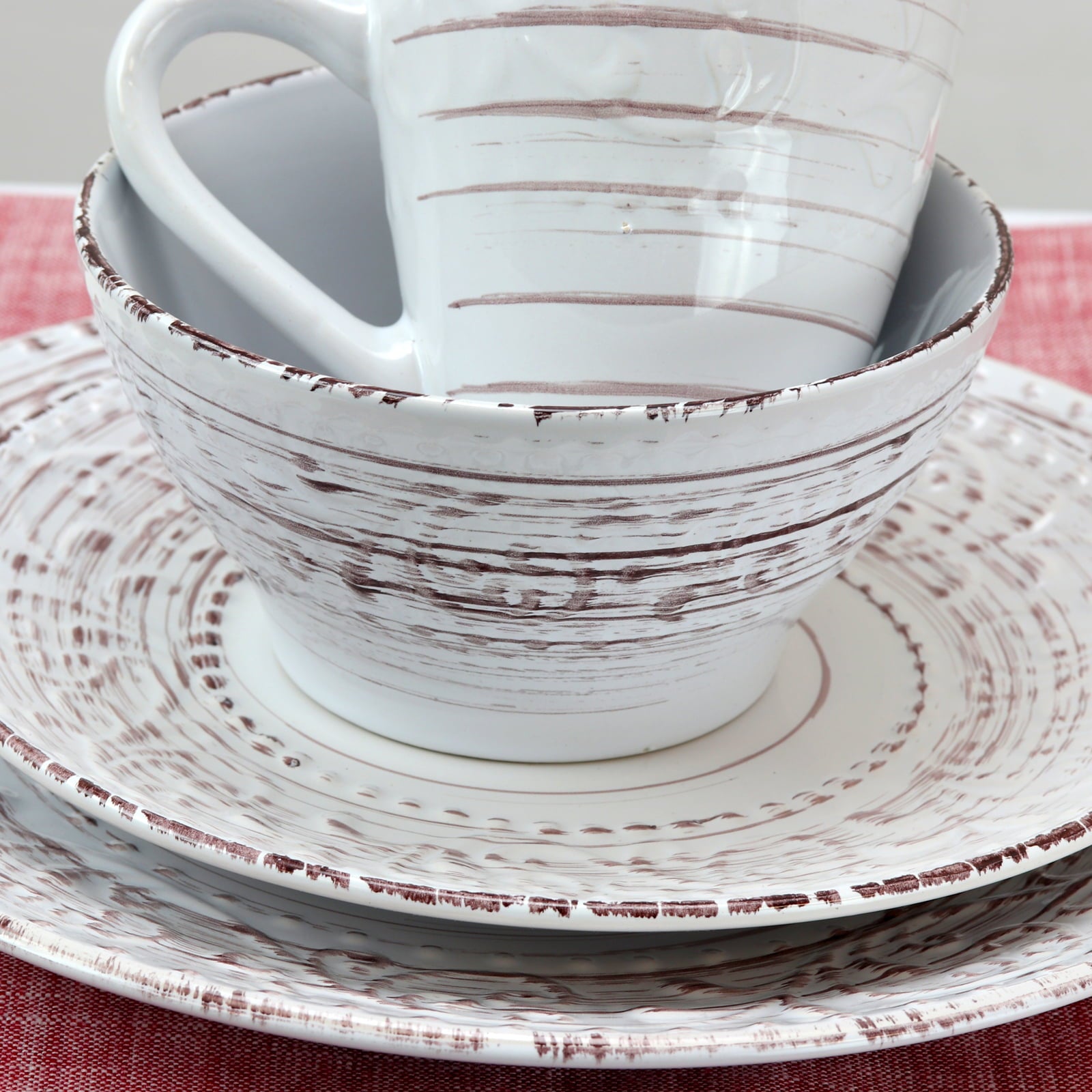 Elama Ocean Breeze 16-Piece Dinnerware Set, Cream