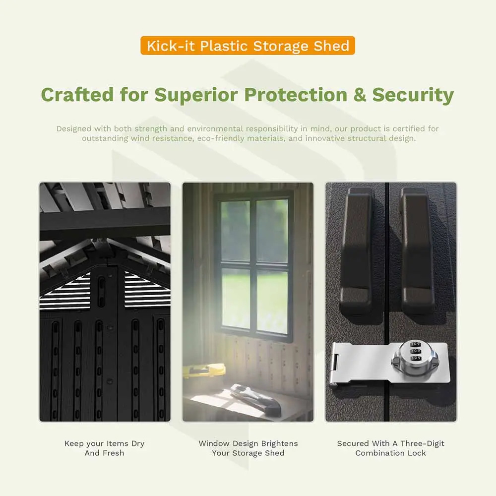 Patiowell Kick-it 8x10 Plastic Shed Pro