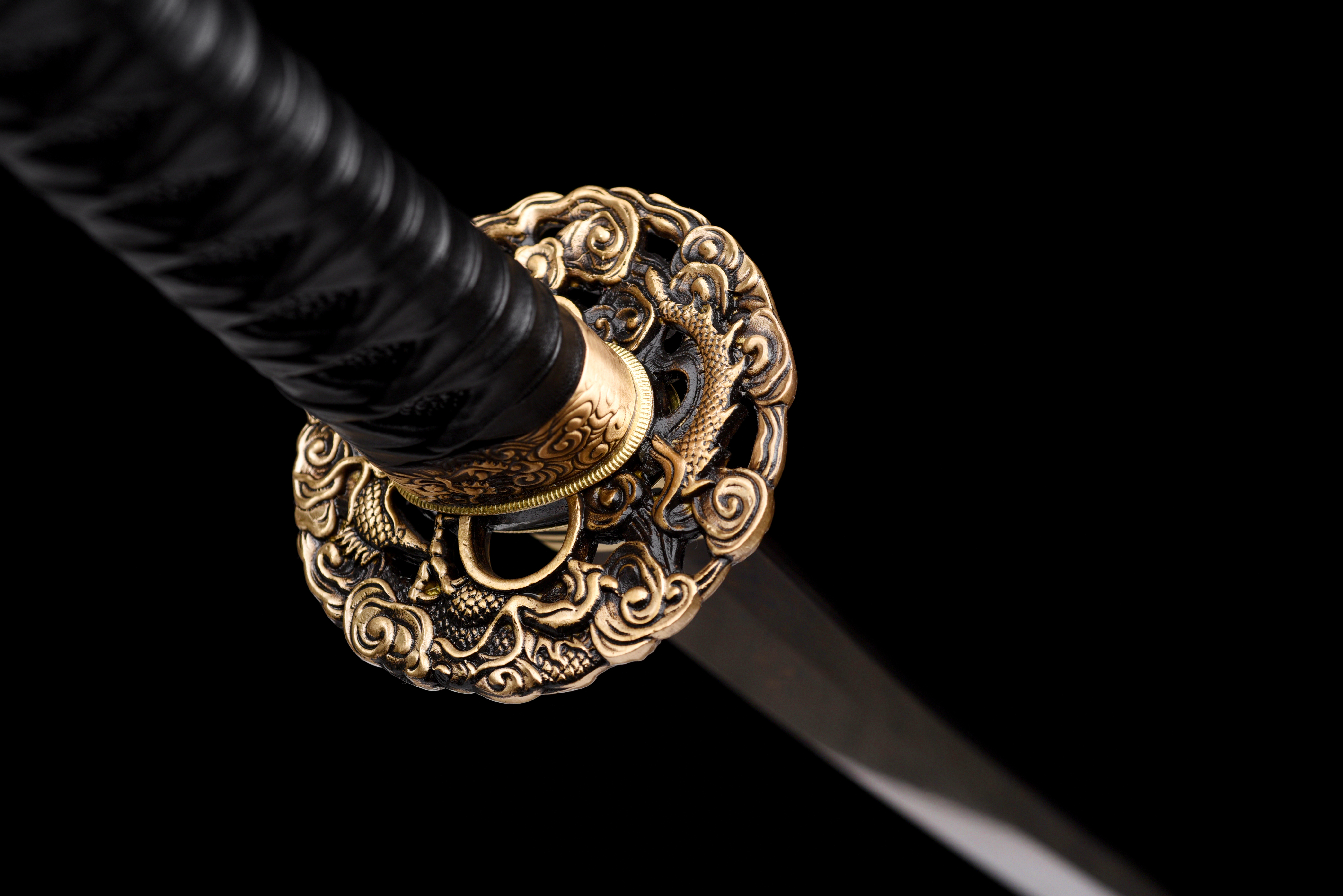 Dragon Katana – Blue Baked Damascus Steel, Full Tang