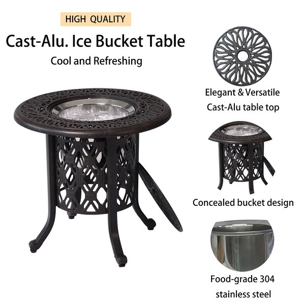 Bronze Cast Aluminum Food Grade 304 Stainless Steel Ice Bucket Pail Table Set