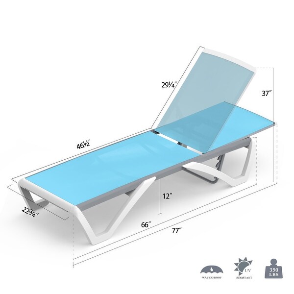 Domi Patio Chaise Lounge,AllWeather Adjustable Recliner with Wheels,Stackable