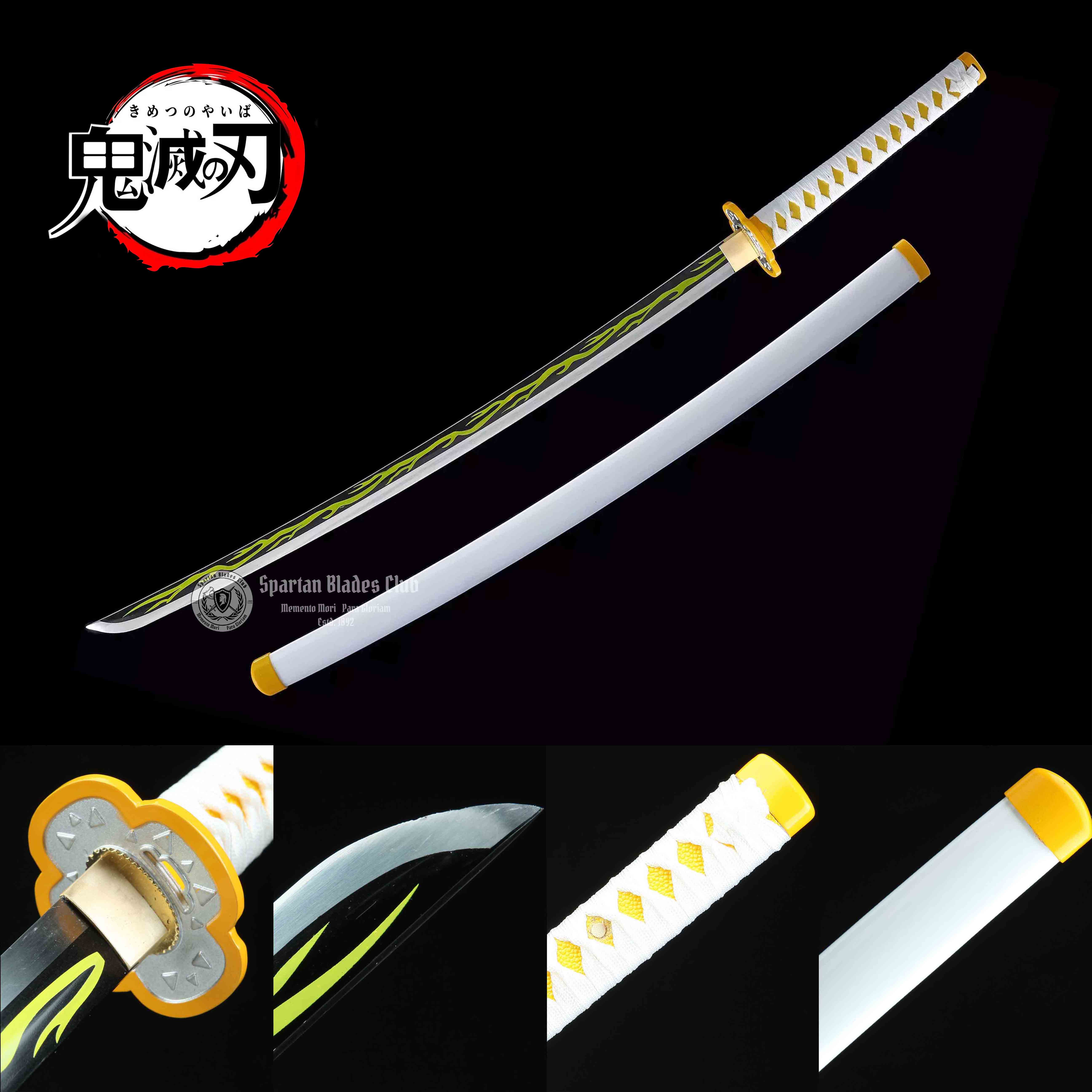 GM03 | Agatsuma Zenitsu Sword | Demon Slayer | Katana | 1045 Carbon steel | Handmade Real Sword | Sharp | White&Yellow | Battle-Ready | Full-tang | Spartan Blades Club | CHEN'S SWORDS 1892 - Spartan Blades Club - 陳氏劍莊1892