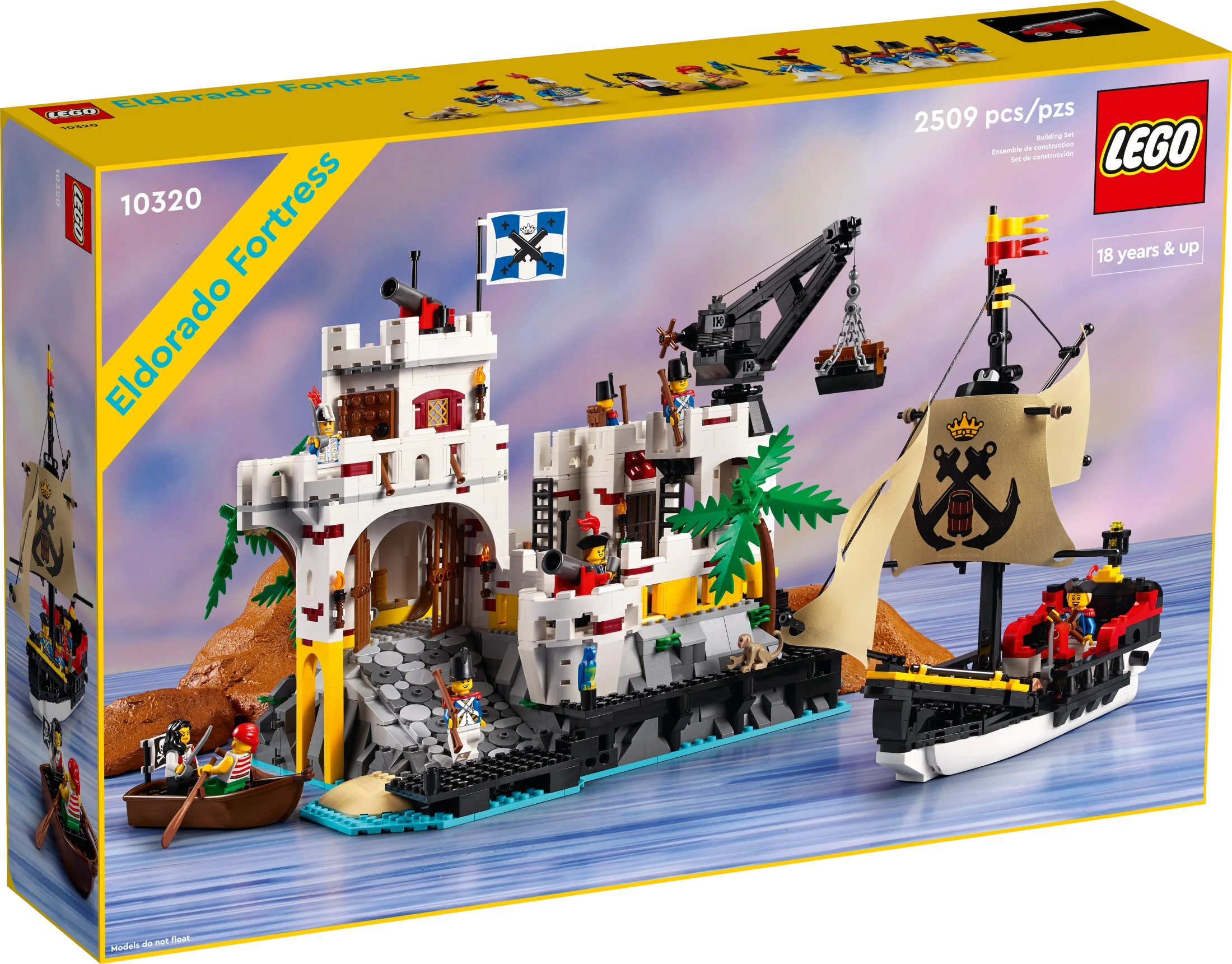LEGO Icons Eldorado Fortress Building Kit, Pirate Gift, Includes Pirate Ship and 8 Minifigures, Nostalgic Gift Idea for Adults Who Love a Rewarding Project, Home Office Décor, 10320