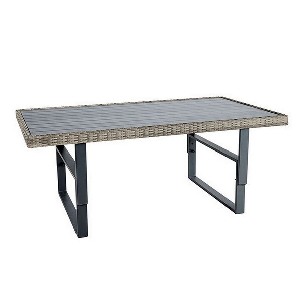Foca 63 Inch Outdoor Rectangular Dining Table,Adjustable Height Wicker