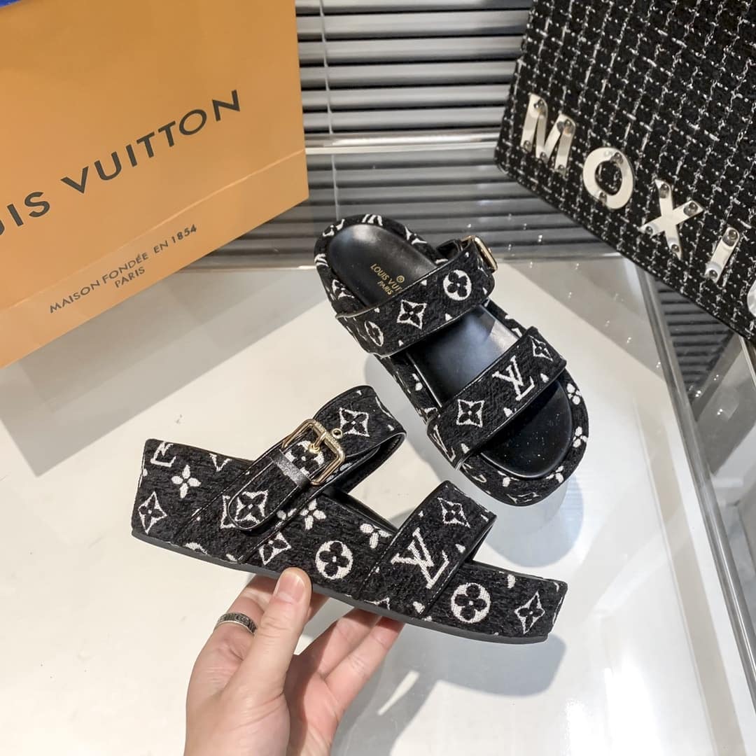 Louis Vuitton Mule Jumbo Flatform Sandals Black 1A94UU