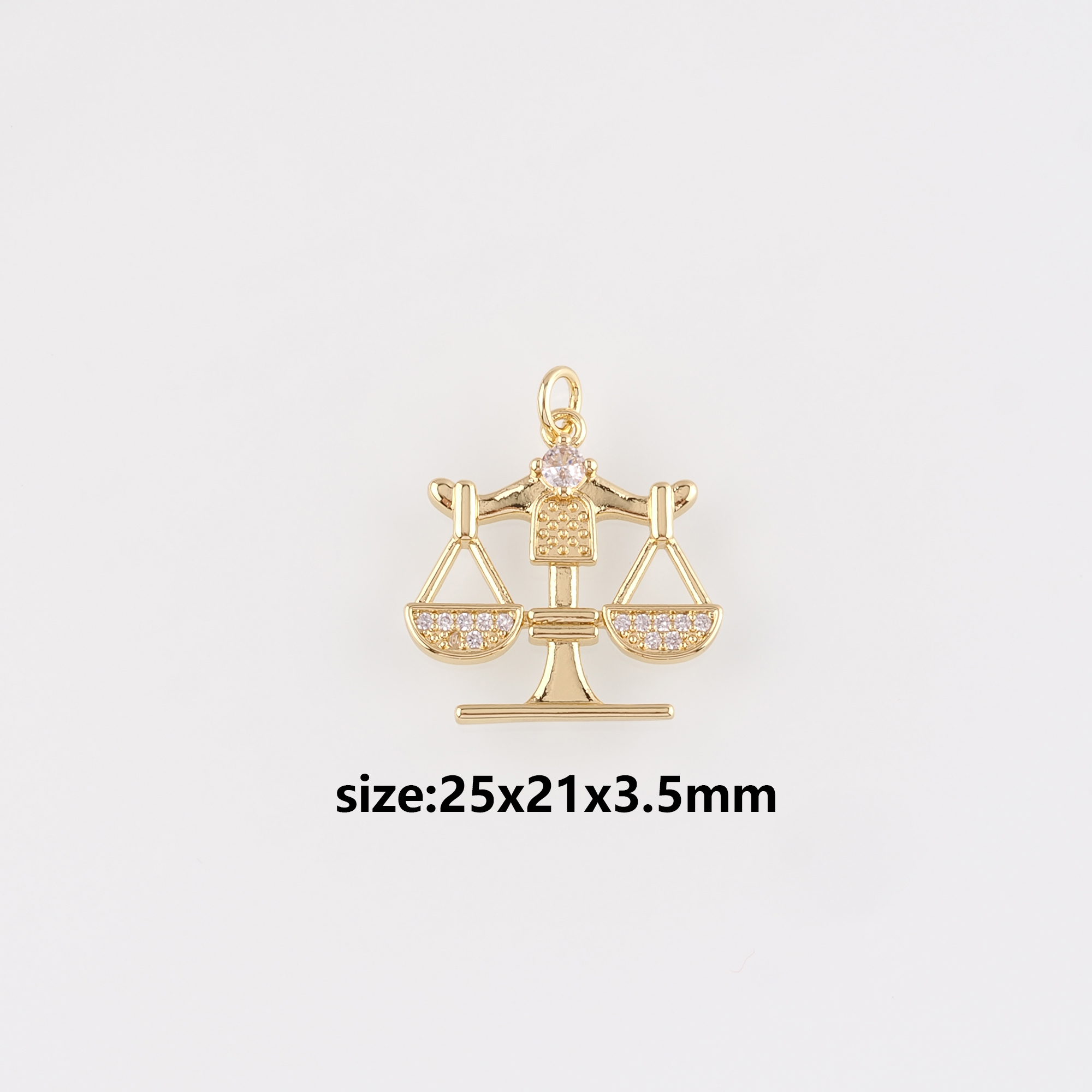 18K Gold Filled Libra Pendant,Zodiac Charm,CZ Micro Pave Libra Earrings Necklace for DIY Jewelry Making Supply