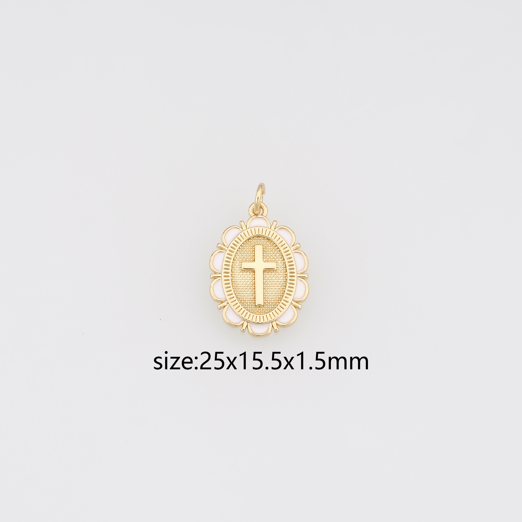 18K Gold Filled Cross Pendant,Enamel Religious Charm Earrings Necklace for DIY Jewelry Making Supply