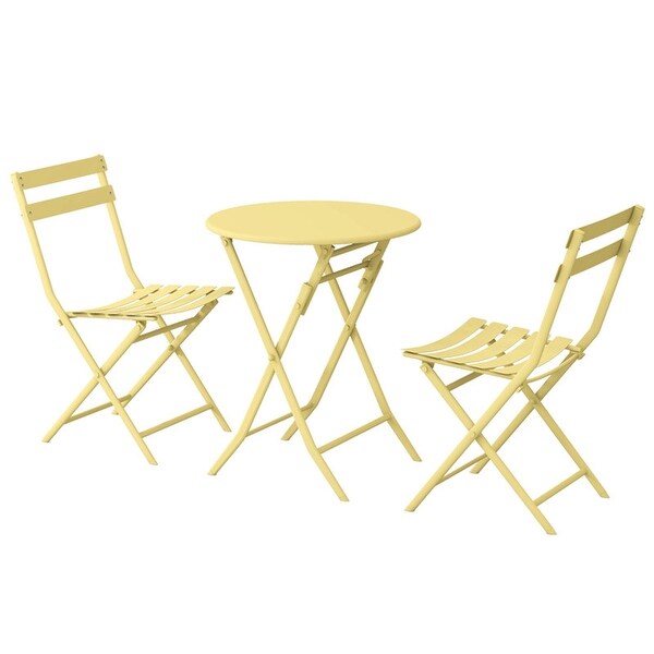 3Pieces Patio Bistro Foldable Round Table and Chairs Set