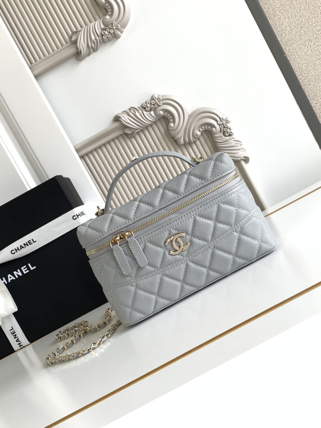 Chanel 25C Vanity Case Light Blue 20cm